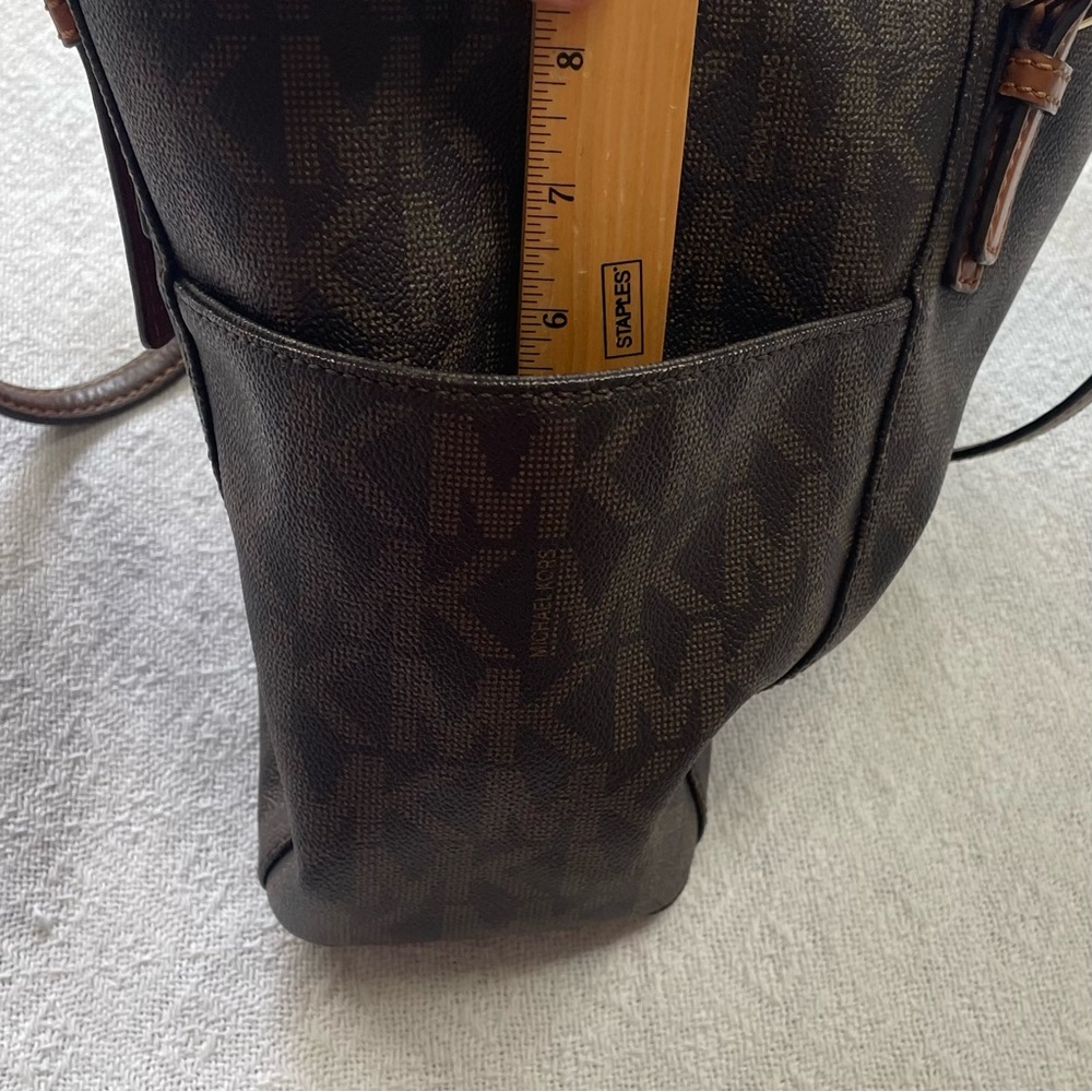 Michael Kors Brown MK Monogram Tote Bag~ Sophisticated Casual - Picture 12 of 15